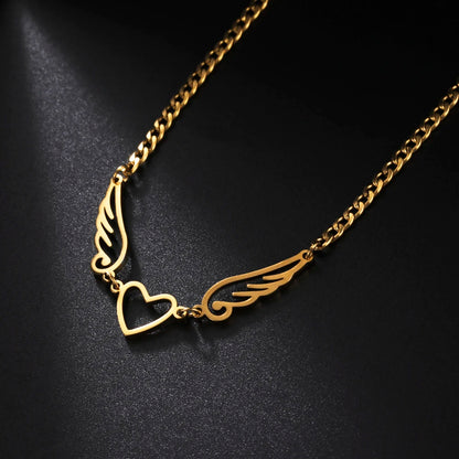 Skyrim Stainless Steel Heart Angel Necklace