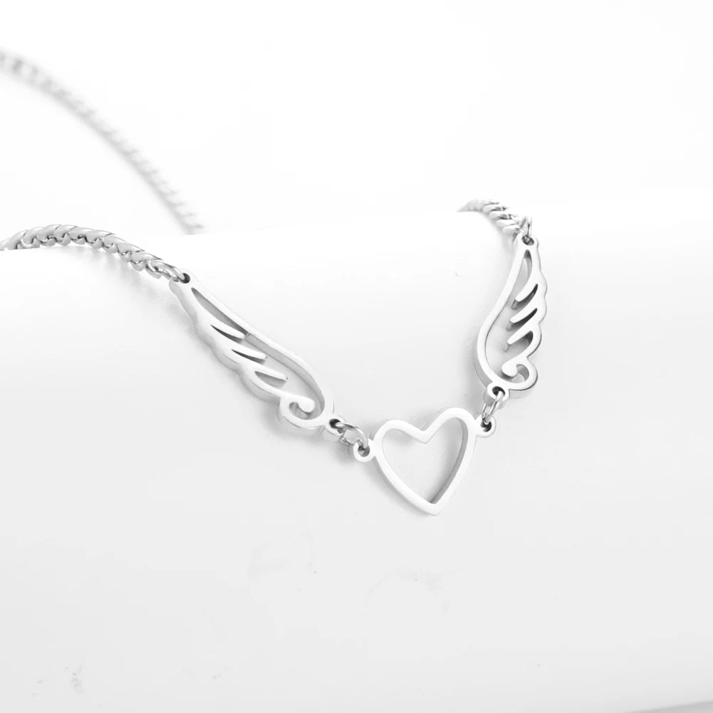 Skyrim Stainless Steel Heart Angel Necklace