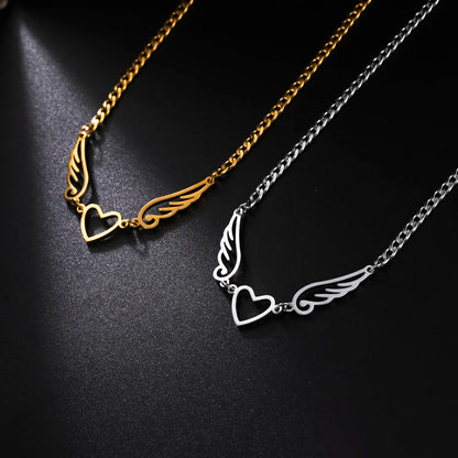 Skyrim Stainless Steel Heart Angel Necklace